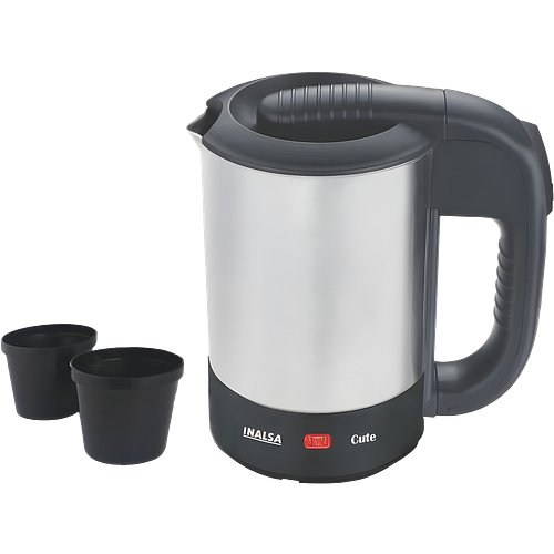 Inalsa Cute Electric Kettle (0.5 L, Silver, Black)