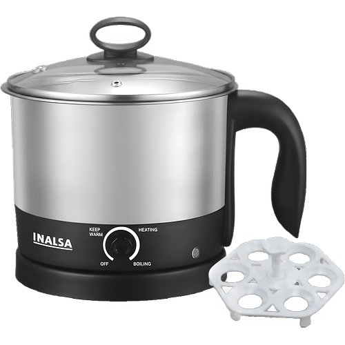 Inalsa Multi Cook Nu Multi Purpose Cooker for Soup Maggi Pasta Noodles Eggs Meals Electric Kettle (1.5 L, Silver)