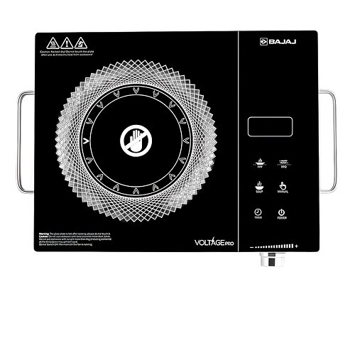 Bajaj IRX 220F Infrared Induction Cooktop | 2200 Watts | 11 Power Level | 3 Preset Menu | Feather Touch Controls | Digital display | 1 Yr Warranty 【Black/Silver】