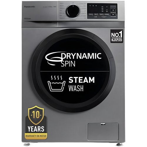 Panasonic 8 kg Fully Automatic Front Load Washing Machine with In-Built Heater Grey (NA-148MG2L01)