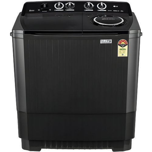 LG 8.5 kg 5 Star Semi Automatic Washing Machine with Roller Jet Pulsator (P8535SLMZ, Full Black)