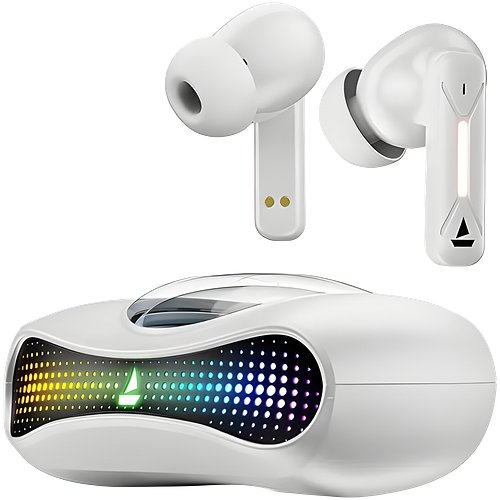 boAt Airdopes Drift with Beast Mode, Blazing LEDs, 40 HRS Playback & ENx Technology Bluetooth Gaming (White Sabre, True Wireless)