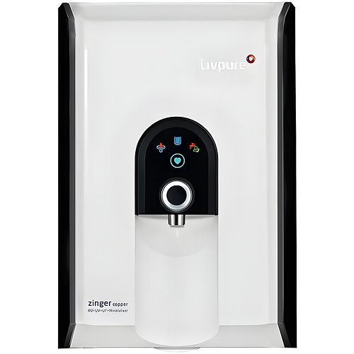 LIVPURE LIV-ZINGER-COPPER(WHITE)2K 6.5 L RO + UV + UF + Minerals + Copper Water Purifier 7 STAGE ADVANCED PURIFICATION WITH HR TECHNOLOGY | TOUCH DISPLAY | SUITABLE FOR ALL - BOREWELL, TANKER, MUNICIPALITY WATER (White)