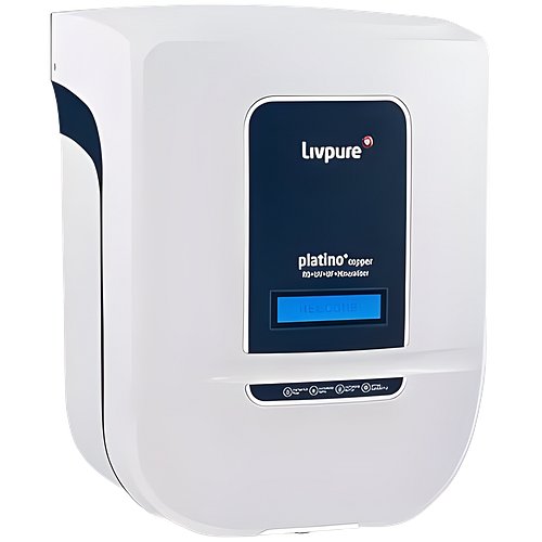 LIVPURE LIV-PLATINO-PLUS-COPPER2000 8.5 L RO + UV + UF + Minerals + Copper Water Purifier 8 STAGE ADVANCED PURIFICATION WITH HR TECHNOLOGY, TOUCH DISPLAY & AUTO FLUSH | SUITABLE FOR ALL WATER (White)