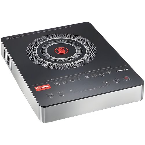 Prestige PIRC 2.0 2000 Watts Infrared Dual Heating Zone Cooktop |High Voltage Surge Protection| Dual Heat Mode| Radiant Heating Technology| Feather Touch Buttons| Stainless Steel Body| Black & Silver