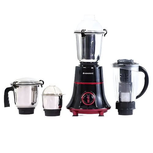 Wonderchef Glory Mixer Grinder, 750 W with 4 Stainless Steel Jars and Anti-Rust Stainless Steel Blades, Ergonomic Handles, 5 Years Warranty On Motor