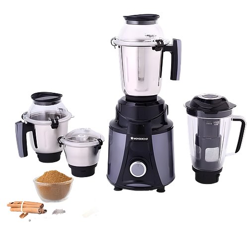 Wonderchef Galaxy Mixer Grinder 750 100% Copper Motor, 4 Stainless Steel Jars, Black & Grey, 5 Years Warranty