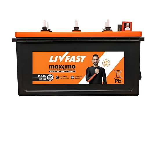 Livfast 48 Months Warranty Tubular Inverter Battery (135 Ah, MXST1648 +FC725)