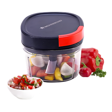 Wonderchef Glory String Vegetable Chopper with 6 Sharp SS Blade, Anti Slip Silicon Base Ring, Air Tight Lid, 900Ml, 1 Year Warranty