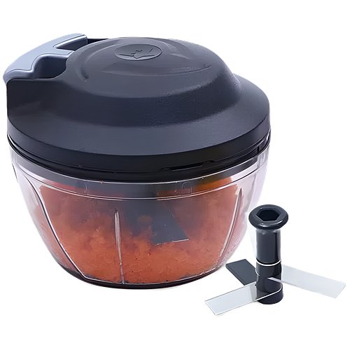 Wonderchef Tivoli String Chopper with 3 Sharp Stainless Steel Blades 450 ml, Anti Slip Silicone, Compact, Air tight lid, 1 Year Warranty
