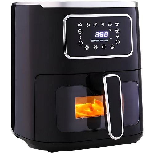 Wonderchef Platinum Plus Digital Air Fryer | 5L with Window & Light 1450W | Fry, Bake, Grill, Roast | 7 Pre-Set Options | French Fries, Tikkis, Grilled Veggies, Muffins | Non-Stick Basket