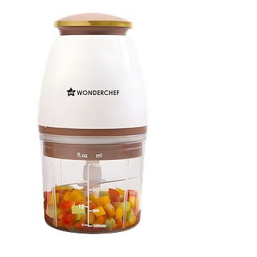 Wonderchef Nutri-chop Pearl Electric Chopper | 4 Sharp Stainless Steel Blades | 700ml | 350W | Chop and Mince Vegetables, Meat, Blends Dips | Low Noise | Light-weight | 2-Year Warranty
