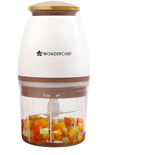 Wonderchef Nutri-chop Pearl Electric Chopper | 4 Sharp Stainless Steel Blades | 700ml | 350W | Chop and Mince Vegetables, Meat, Blends Dips | Low Noise | Light-weight | 2-Year Warranty