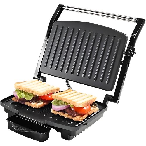 Wonderchef Essenza Contact Grill | 400W | For Thick Sandwiches, Burgers, Patties | Dual-side Heating | Non-stick Grill Plates | Oil Collector Tray | LED Indicator | Compact Design | 1-Year Warranty