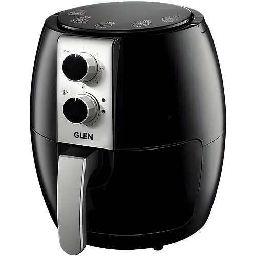 Glen Electric Rapid Fryer, 3.8 Litre Air Fryer 1350W with Temperature Control, Removable Frying Basket, Vapour Steam, 30-Minute Timer, Fry, Grill, Roast & Bake with Less Oil, Medium - Black (3049BL)