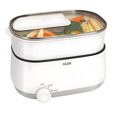 Glen 3 In 1 Multi Cooker & Food Steamer, 600W, With Nonstick Pot, 2 Power Settings, Vegetable Steaming Tray, Cook Steam & Boil, Multicooker Egg Boiler Machine (SA-3051MFS), 1.2 Liters