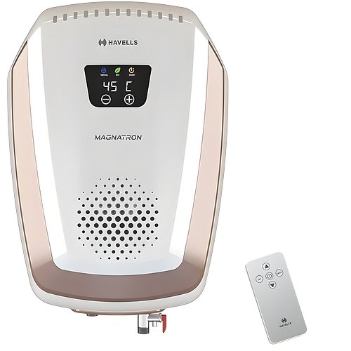 HAVELLS Magnatron 25 L Storage Water Geyser | 4 Star BEE Energy Rating | Glassline Tanked (White, Gold)