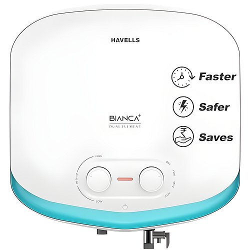 Havells All New Bianca+ 15L 5 Star 3-in-1 Convertible Storage Water Heater(Geyser)|Dual Element|33% Fast Heating|Shock Safe Plug|7 Year Tank & 5 Year element Warranty|Free Installation & Flexi pipe