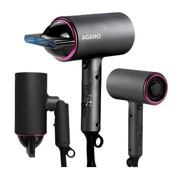Agaro HD-1214 Premium Hair Dryer with 1400 Watts Motor, 3 Temperature Settings & Cool Shot Button- Black