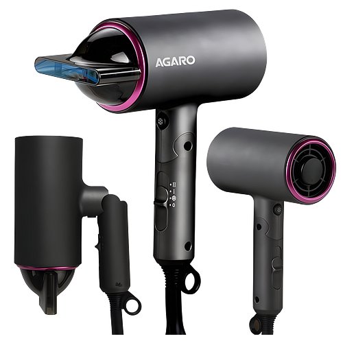 Agaro HD-1214 Premium Hair Dryer with 1400 Watts Motor, 3 Temperature Settings & Cool Shot Button- Black