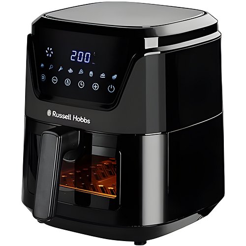 Russell Hobbs Sizzle Air RAF5500 5.5L 1350W Digital Air Fryer | 8-in-1 Pre-Set Programs | Rapid Air Circulation | Adjustable Temperature (40°C-200°C) | Removable Baking Tray | 2-Year Warranty, Black