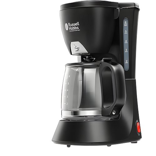 Russell Hobbs RCM60 800 Watt 6 Cups Manual Espresso Coffee Maker with Non Drip Valve (Black) | Carafe and Permanent Filter, Water Level Indicator, Lightweight & Portable | 2 Year Manufacturer Warranty