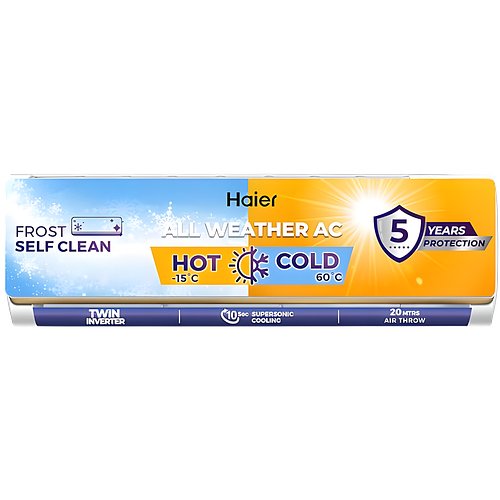 Haier 1.5 Ton 3 Star Hot and Cold Split Triple Inverter 7-in-1 Intelli Convertible 2025 Model AC (HS19CH-TQG3BN-INV// HU19CH-3BN-INV, White)