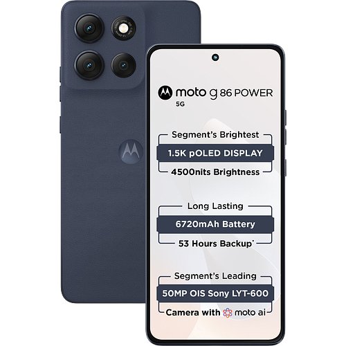 Motorola g86 Power 5G (Pantone Spellbound, 8GB RAM, 128GB Storage) | 6.7" 1.5K pOLED Display | 50MP Sony OIS Camera | 6720mAh Battery | TurboPower 33W Charging | Dimensity 7400 Processor