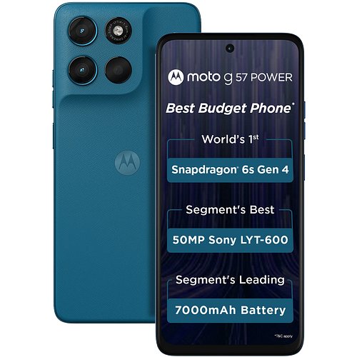 Motorola G57 Power 5G (Pantone Corsair, 8GB RAM, 128GB Storage) | Snapdragon 6s Gen 4 Processor | 6.72" FHD+ Display | 50MP LYT-600 + 8MP Ultrawide | 8MP Selfie Camera | 7000mAh Battery, 33W TurboPower | IP64
