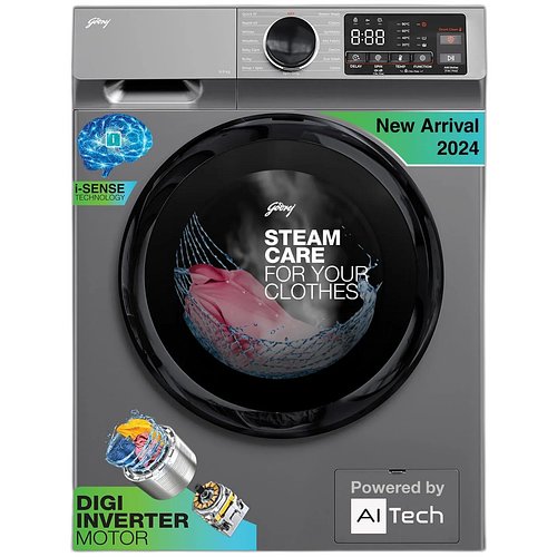 Godrej 8 Kg 5 Star, With AI Tech, Digi Inverter Fully-Automatic Front Load Washing Machine (2024 Model, WFEON CEL 8014 IEBT SLSR, Silver Stream, With Steam Wash)