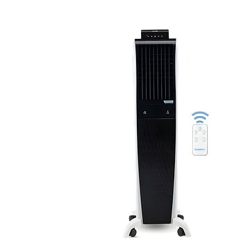Symphony Diet 3D 55i+ Portable Tower Air Cooler For Home with 3-Side Honeycomb Pads, Magnetic Remote, i-Pure Technology and Automatic Pop-Up Touchscreen (55L, White & Black)