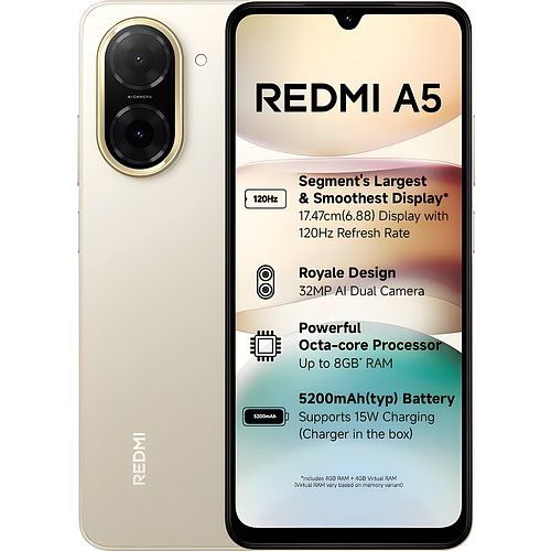Redmi A5 (Jaisalmer Gold, 64 GB) (3 GB RAM)