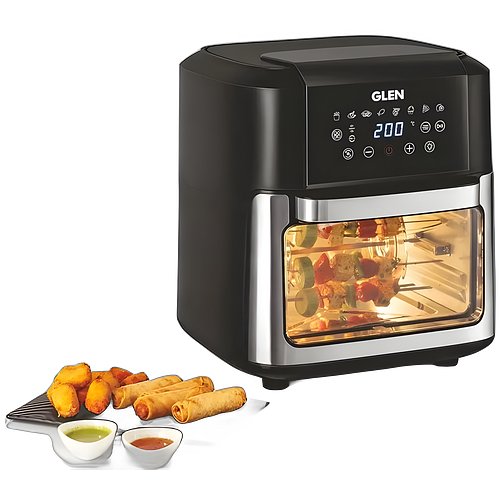 Glen Digital Air Fryer Oven for Home, 12 Litre, 2000W, 8 Preset Function, Rotisserie, Digital Display & Controls, Airfryer to Dehydrate, Bake, Roast, Toast with Less Oil, 8 Accessories (SA 3040 DSS)