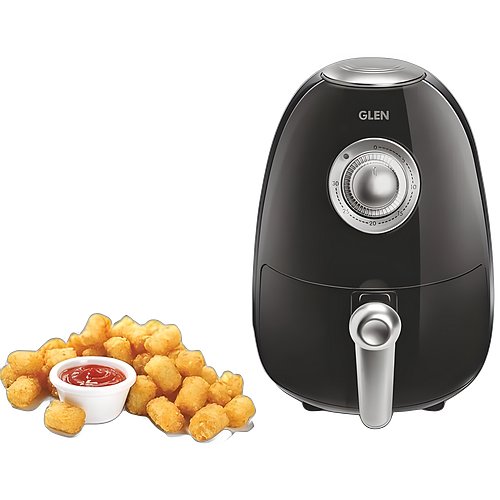 Glen Electric Air Fryer 2 Litres, 800W, Preset Temperature Control -Black & Silver (3045), 2 Years Warranty