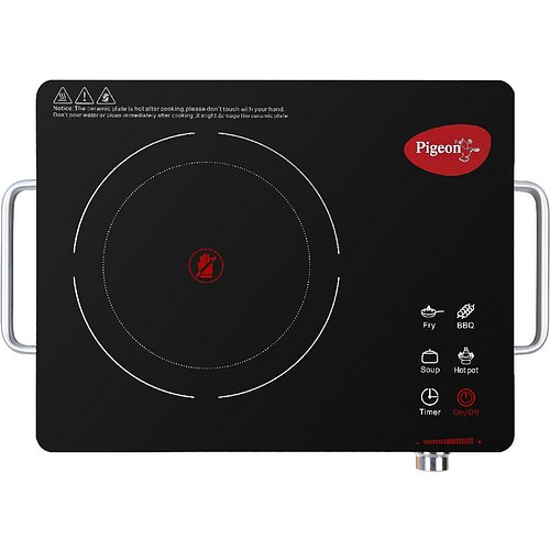 Pigeon Radiant Infrared Cooktop With BBQ Grill (2200W, Black)