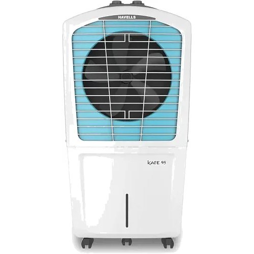 Havells Kace 95L Desert Air Cooler for home | Powerful Air Delivery (White/Blue)