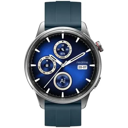 Realme Watch S2 Smartwatch with Bluetooth Calling (36.3mm AMOLED Display, IP68 Water and Dust Resistant, Ocean Silver Strap)