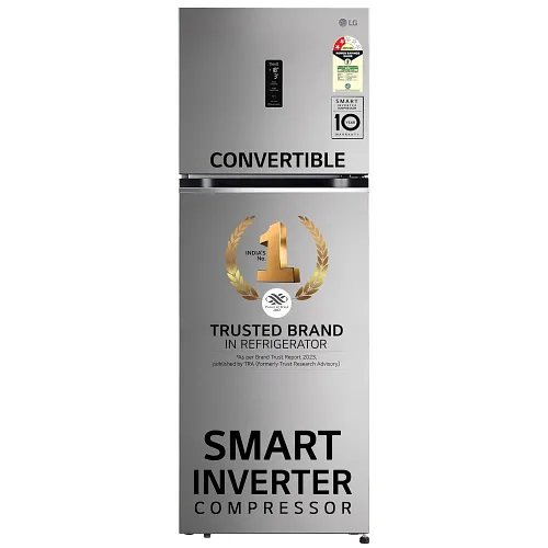 LG Refrigerator REF, 322 Ltr, 2 Star, Smart Inverter Compressor, Convertible, Door Cooling, Smart Diagnosis, Shiny Steel Finish, Frost-Free Double, GL-T342TPZY