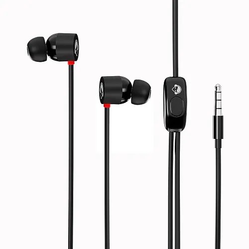 Vingajoy VJ-815 Isolating Wired Earphone with Explosive Bass 3.5mm Jack In-line Mic Wired Gaming (Black, In the Ear)