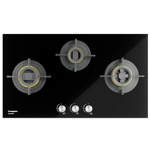 Crompton HOB-SSDC783-MBL Built In Hob, (Crompton SensoSafe 78 cm 3 Burners Built-in Gas Hob With High Efficiency Brass Burners, Auto-Ignition and 8 MM Toughened Glass)