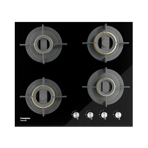 Crompton HOB-SSDC604-MBL Built In Hob, (Crompton SensoSafe 60 cm 4 Burners Built-in Gas Hob With High Efficiency Brass Burners, Auto-Ignition and 8 MM Toughened Glass )